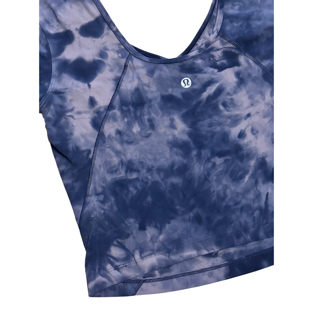Lululemon Align T-Shirt Diamond Dye Navy Blue Graphite Grey Size 8 Crop Top